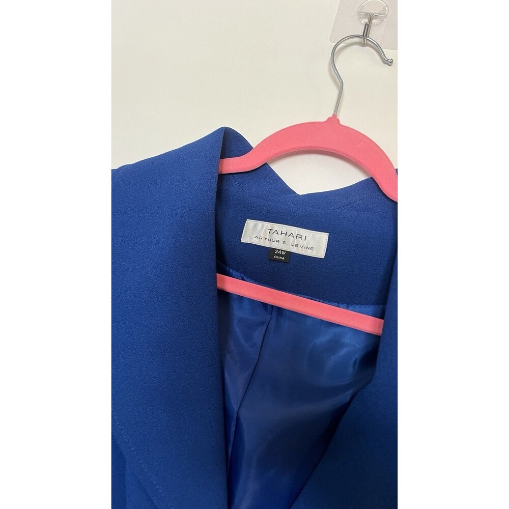 Tahari Arthur S. Levine Blue Plus Size 24W Long Sleeve Women Blazer Church Work